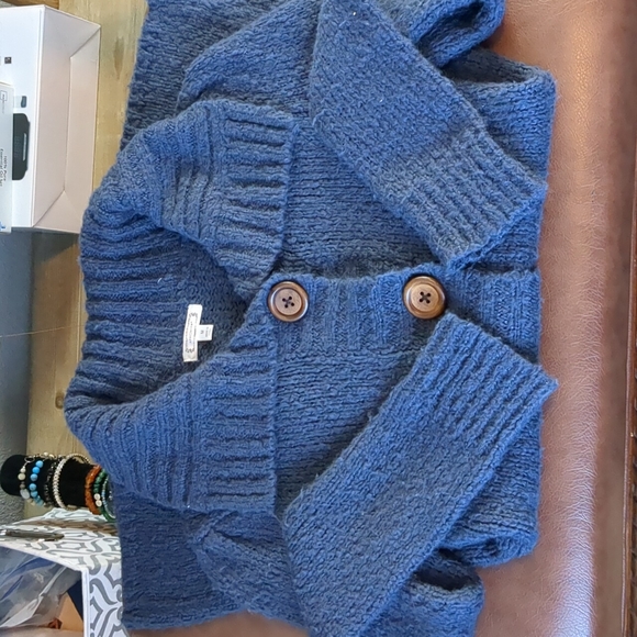 Aphorism Blue Wool Button Up Cardigan Size Medium - Picture 6 of 6